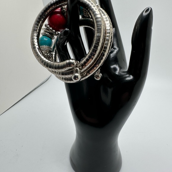 Sassy Jones Javeta Wrap Bracelet Bubblegum Silver T Snake Wrap Chunky Statement - Picture 3 of 7